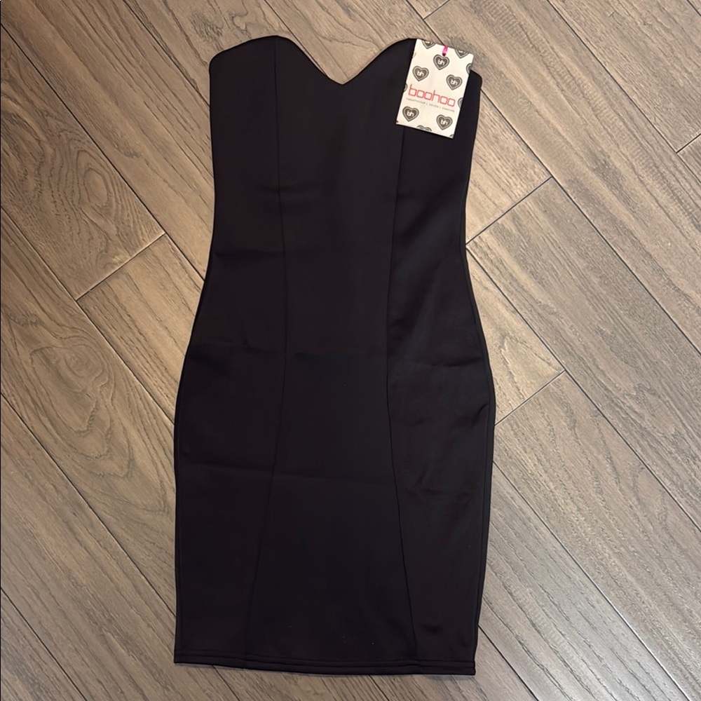 Boohoo Black Strapless Bodycon Dress